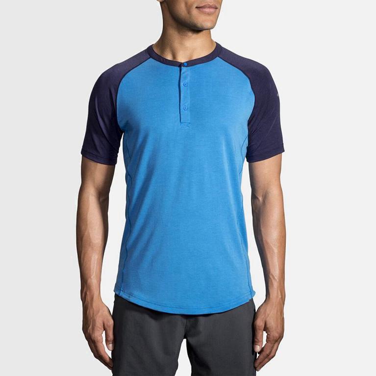 Brooks Cadence NZ - Men's Short Sleeve Running Shirt - Blue (21630-RCML)